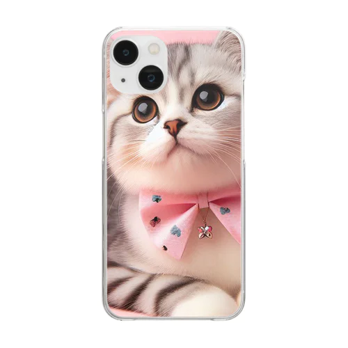 お洒落な猫ちゃん（蝶ネクタイシリーズ03） Clear Smartphone Case