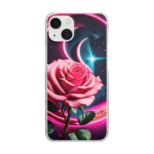 RetrowaveFlower-薔薇- Clear Smartphone Case