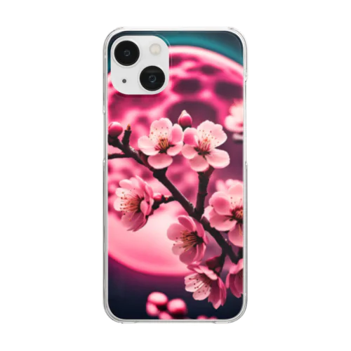 RetrowaveFlower-桜- Clear Smartphone Case