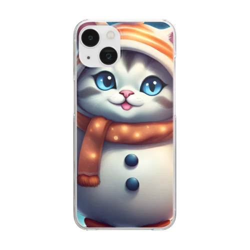 雪だるにゃん Clear Smartphone Case