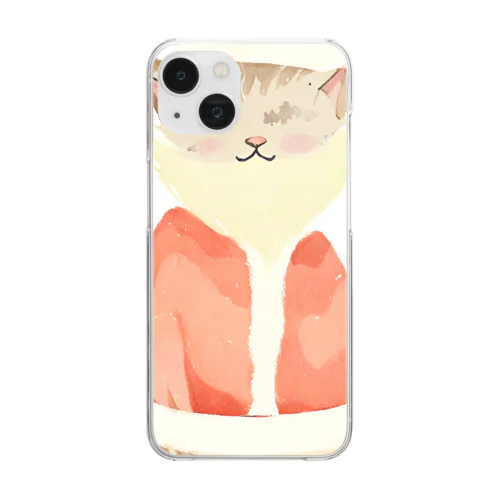 サンタねこ Clear Smartphone Case