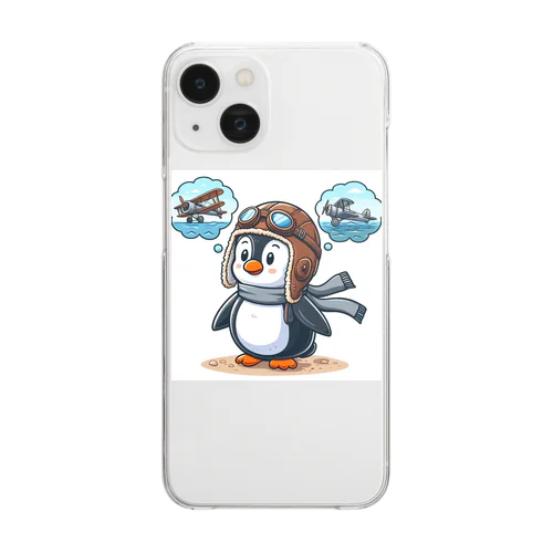 空を飛びたいペンギン Clear Smartphone Case