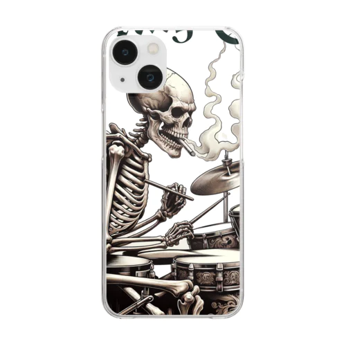smoking　skull （ドラムバージョン） Clear Smartphone Case