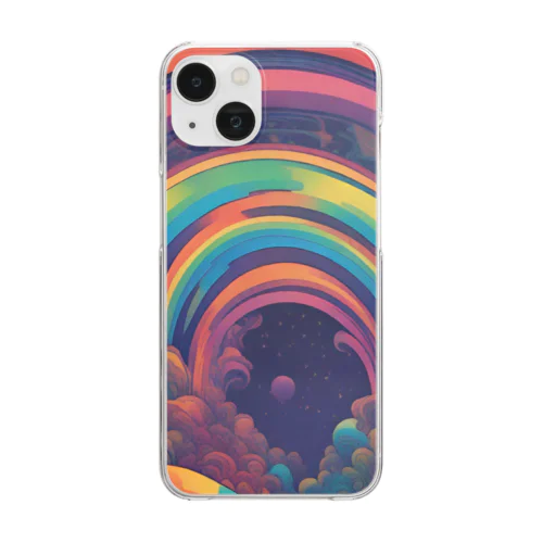サイケデリックな世界の虹 Clear Smartphone Case