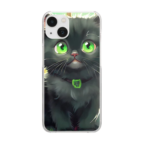 図書室の黒猫01 Clear Smartphone Case