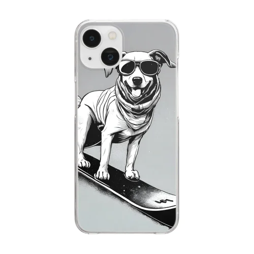 スノーボード中のピーグル犬 Clear Smartphone Case