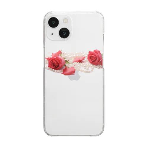 [6月]June-Pearl&Rose Clear Smartphone Case