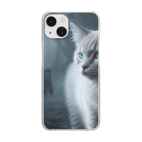 「境界を見つめる猫の眼差し」 Clear Smartphone Case