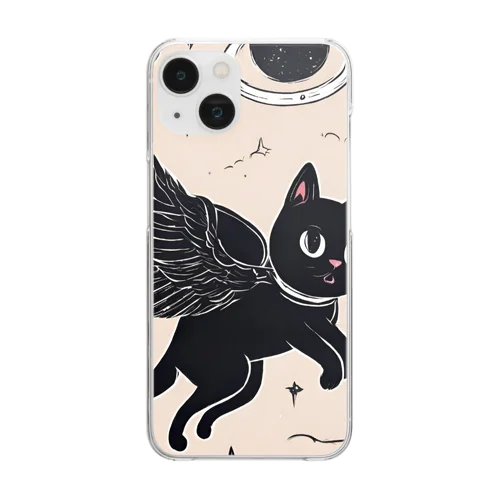 宇宙黒猫キョロちゃん(惑星) Clear Smartphone Case