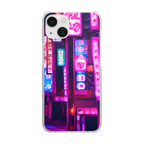 中華的な夜の街並み Clear Smartphone Case