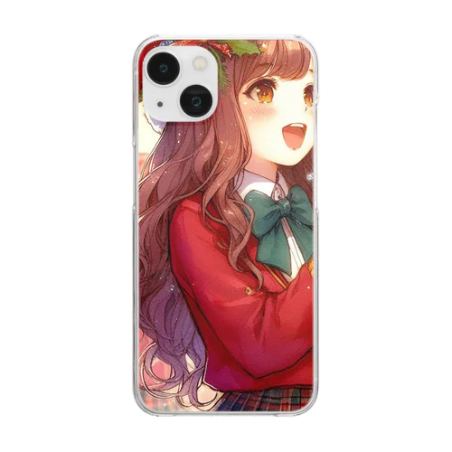 クリスマスに歌う女性 Clear Smartphone Case