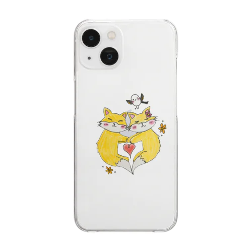 きつねハート Clear Smartphone Case