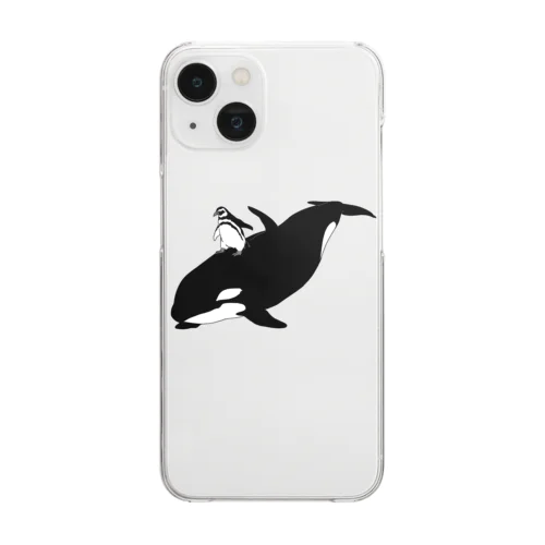 シャチ乗りペンギン Clear Smartphone Case