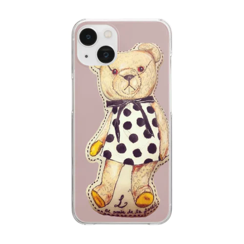 水玉のクマ Clear Smartphone Case