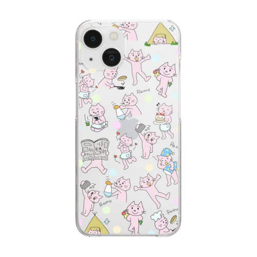 ピンク猫 Clear Smartphone Case