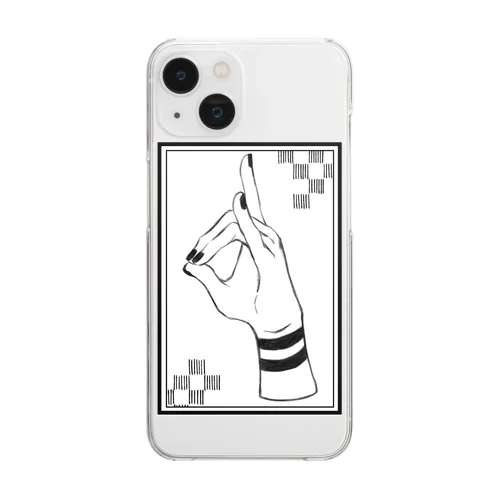 おててシリーズ　狐　「市松」 Clear Smartphone Case