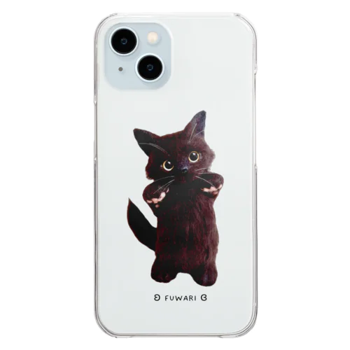 パピ猫立っち/黒猫 Clear Smartphone Case