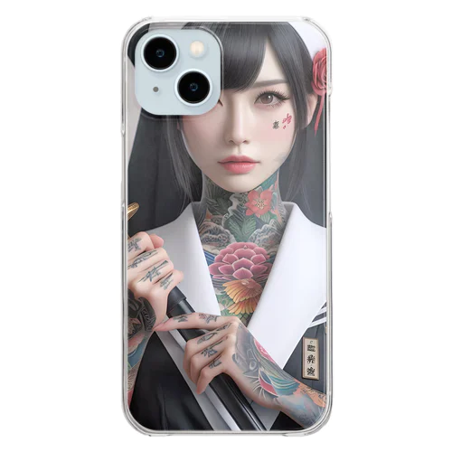 日本刀のタトゥー少女 Clear Smartphone Case