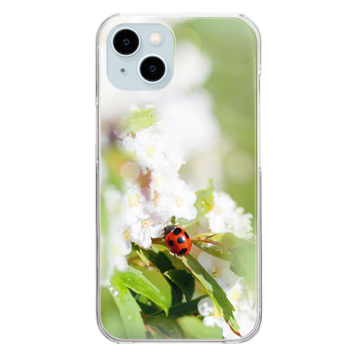 花フォト（てんとう虫とコデマリ） Clear Smartphone Case