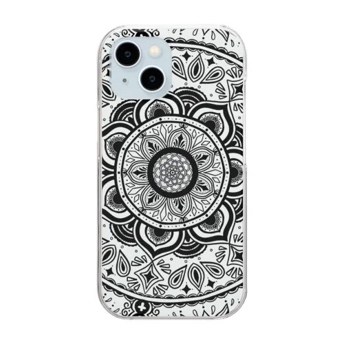 Lotus（黒） Clear Smartphone Case