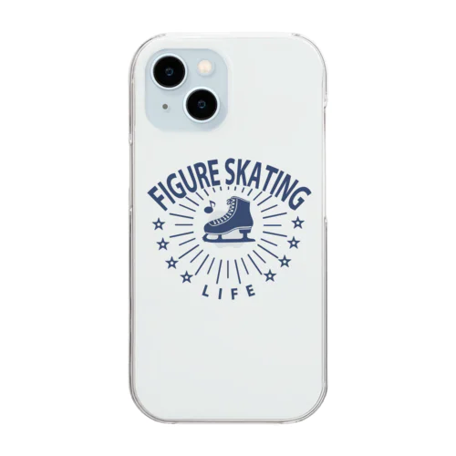 フィギュアスケート・星・figure skating・グッズ・デザイン・フィギアスケート・#Tシャツ・ステップ・スピン・ジャンプ・スケート靴イラスト・技・男子・女子・かっこいい・かわいい・アイスダンス クリアスマホケース