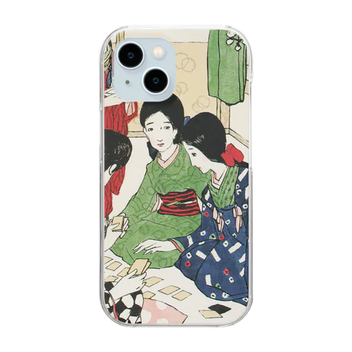 竹久夢二 「かるた会」　美人画 Clear Smartphone Case