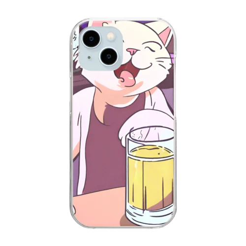 酔っ払いの猫くん Clear Smartphone Case