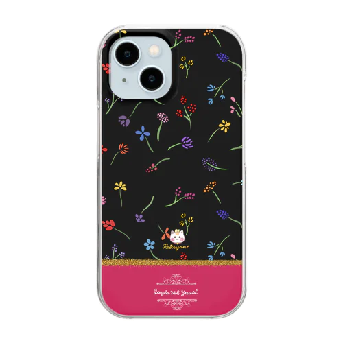 バイカラー【小花柄☆れぉにゃん】ワインレッド Clear Smartphone Case