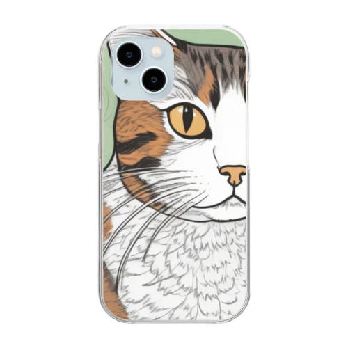 じっと見つめる猫 Clear Smartphone Case