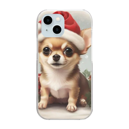 チワワがクリスマスの雰囲気を盛り上げる🎅🎄 Clear Smartphone Case