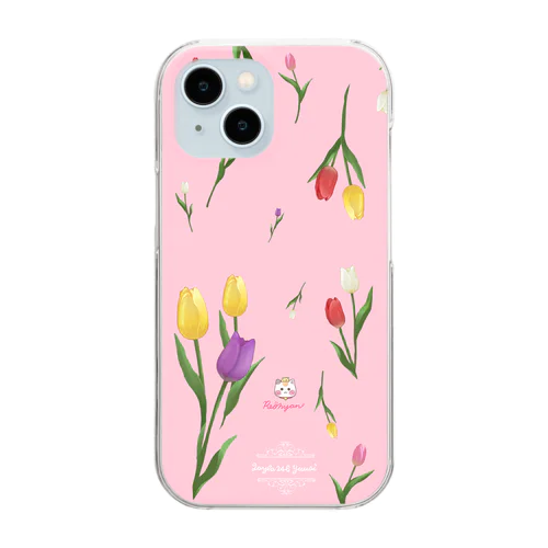 【チューリップ柄🌷れぉにゃん】ベリーピンク Clear Smartphone Case