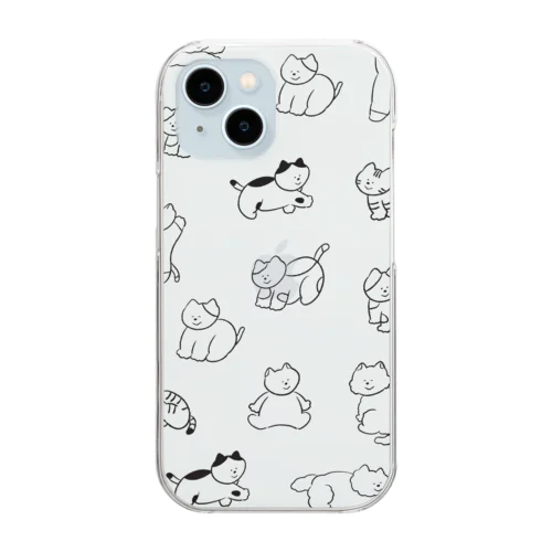 ねこちゃんいっぱい柄 Clear Smartphone Case