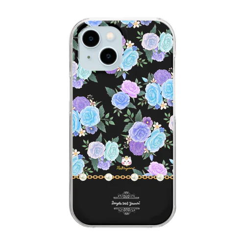 【青紫バラ🌹バイカラー】パールチェーン② Clear Smartphone Case