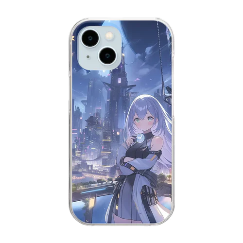 ムーンライトシティのメタリックガール Clear Smartphone Case