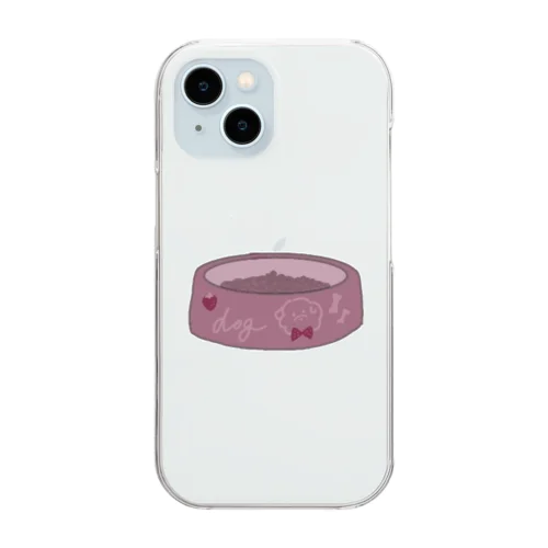 dog food/ドッグフード(スモーキーピンクのお皿) Clear Smartphone Case