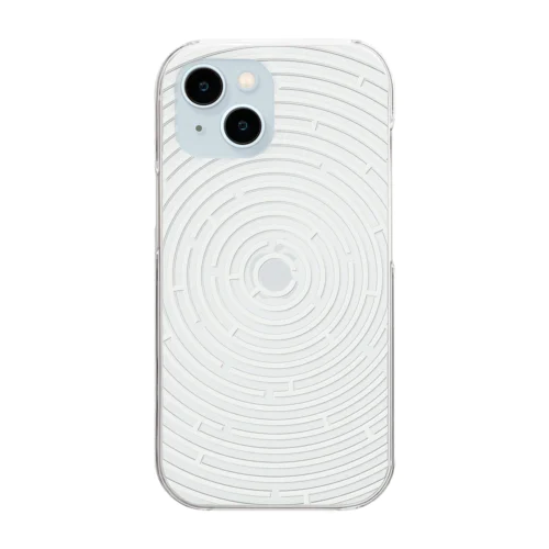 白い陰影の同心円の迷路 Clear Smartphone Case