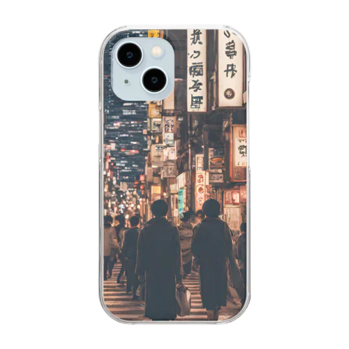 夜の日本街 Clear Smartphone Case