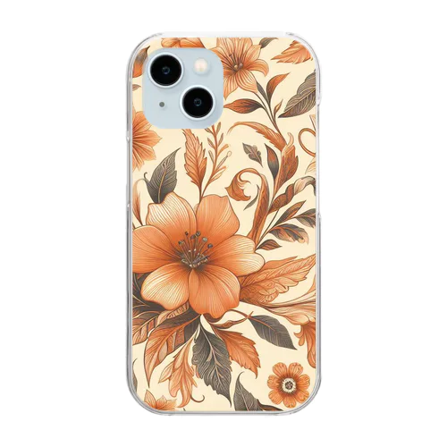 オレンジの花柄。 Clear Smartphone Case