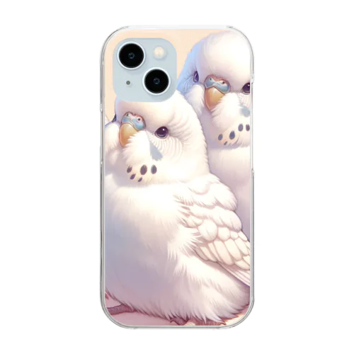 白いセキセイインコ Clear Smartphone Case