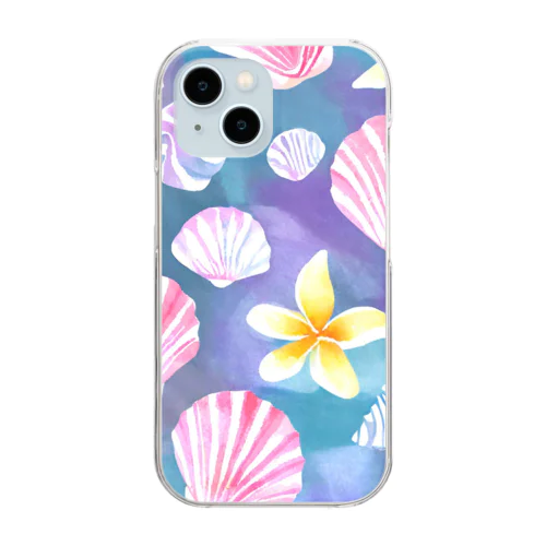 プルメリアフラワー＆シェル　plumeria flower & shell Clear Smartphone Case