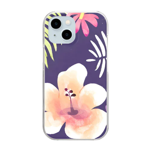 ハイビスカスフラワーhibiscus flower Clear Smartphone Case