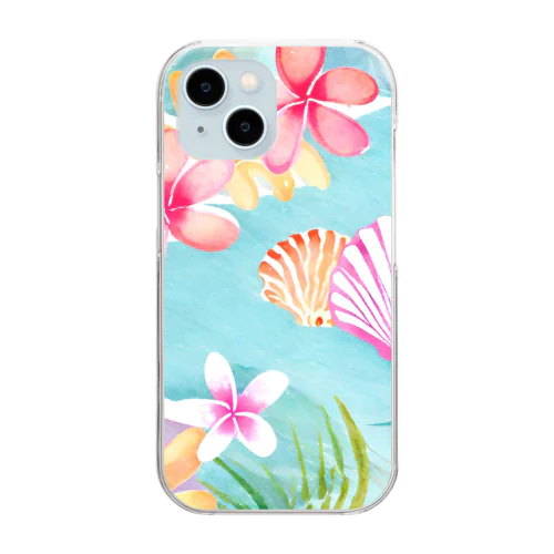 プルメリアフラワー＆シェル　plumeria flower & shell Clear Smartphone Case