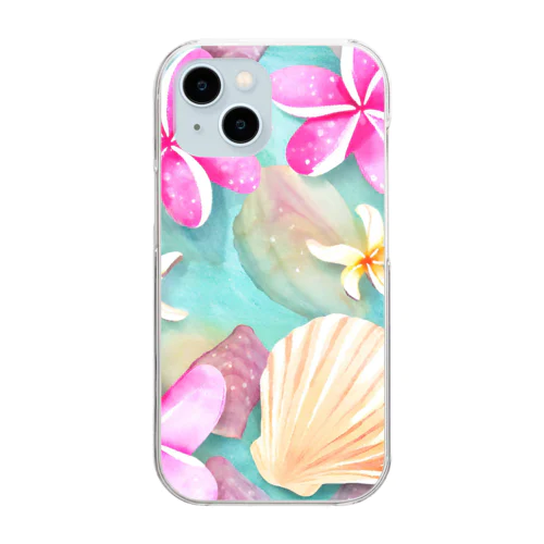 プルメリアフラワー＆シェル　plumeria flower & shell Clear Smartphone Case