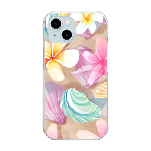 プルメリアフラワー＆シェル　plumeria flower & shell Clear Smartphone Case