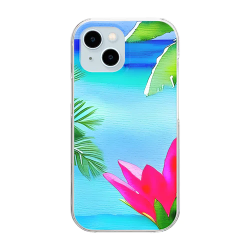 トロピカルフラワー＆ビーチ　tropical flower & beach Clear Smartphone Case