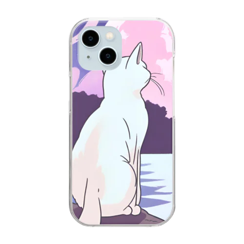 白猫さんと湖 Clear Smartphone Case