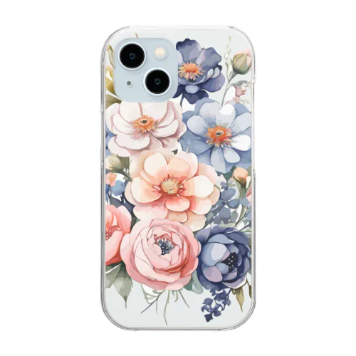 パステルカラーの花束 Clear Smartphone Case
