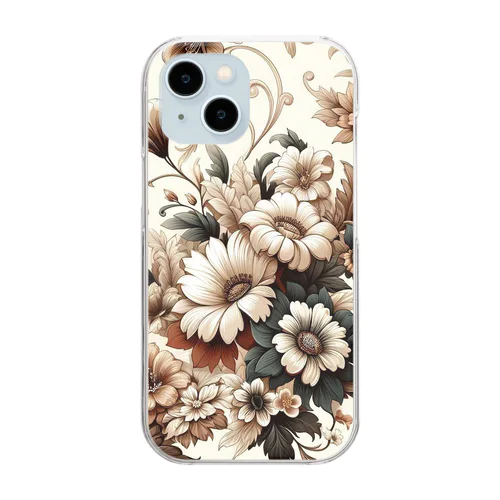 お花のスマホケース(白) Clear Smartphone Case