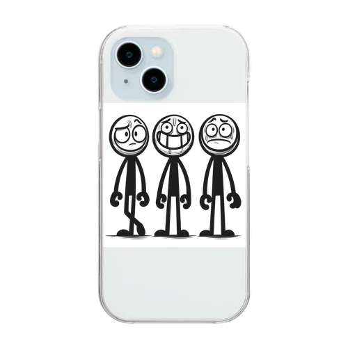 線人くん(3人ver) Clear Smartphone Case