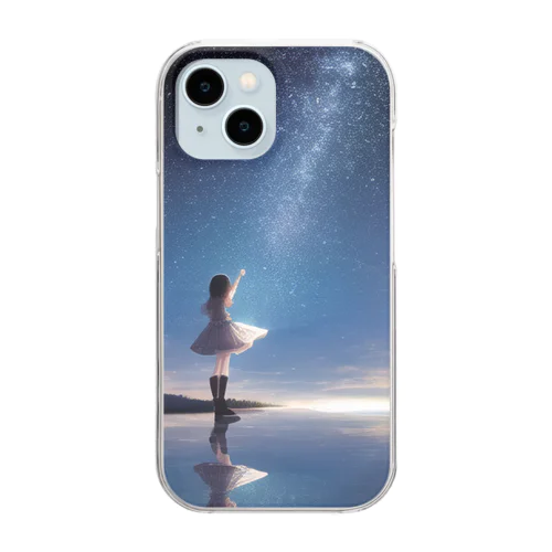 星を眺める少女 Clear Smartphone Case